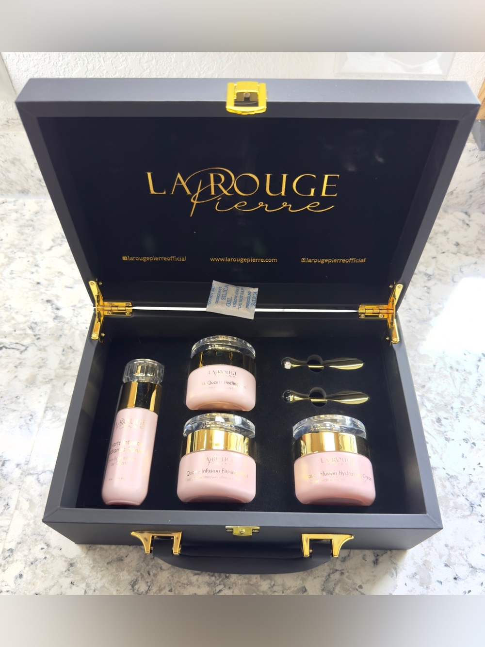 La Rouge Pierre Rose Quartz Skin Care Collection Briefcase Set